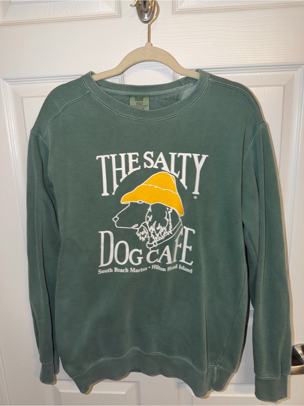 Comfort Colors Forest Green Crewneck with Yellow Hat Graphic